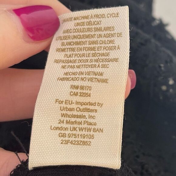 FREE People Square Neck Floral Lace Dress Black L - Picture 5 of 6